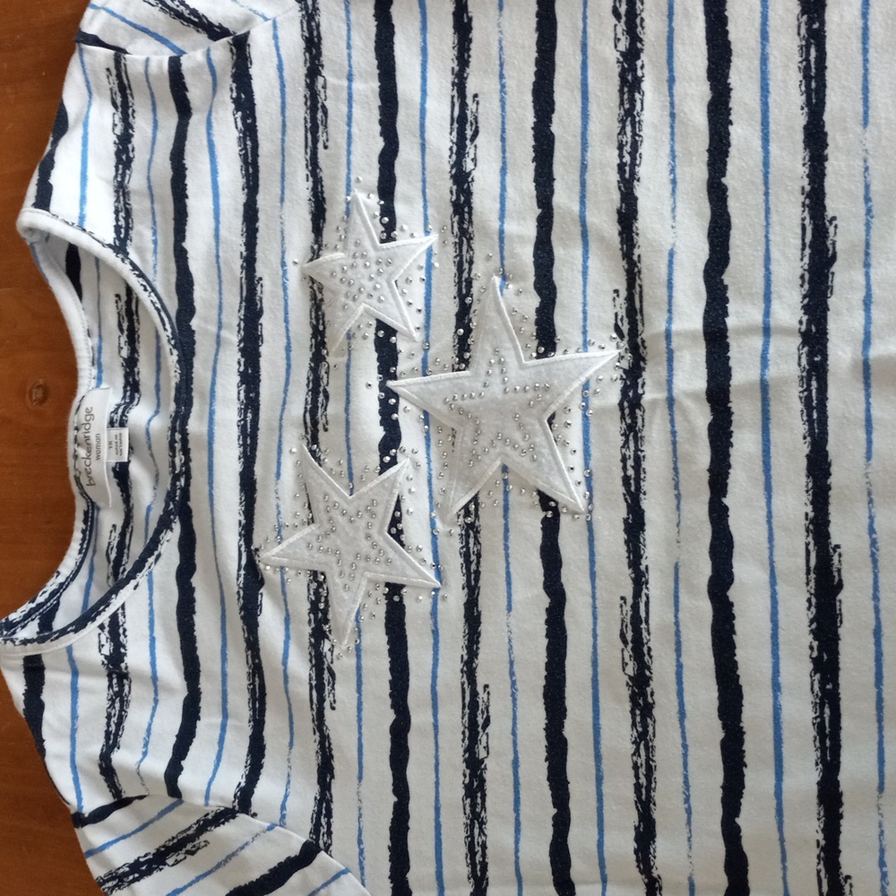 Womans Breckenridge Striped Navy and White Stars Top 1X